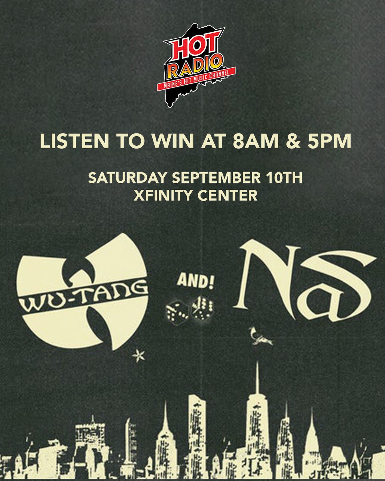 THIS WEEK win your way in to see WU-TANG & NAS.  Listen to @ryandeelon and @t_foxxi at 8am and @aullthat at 5pm.