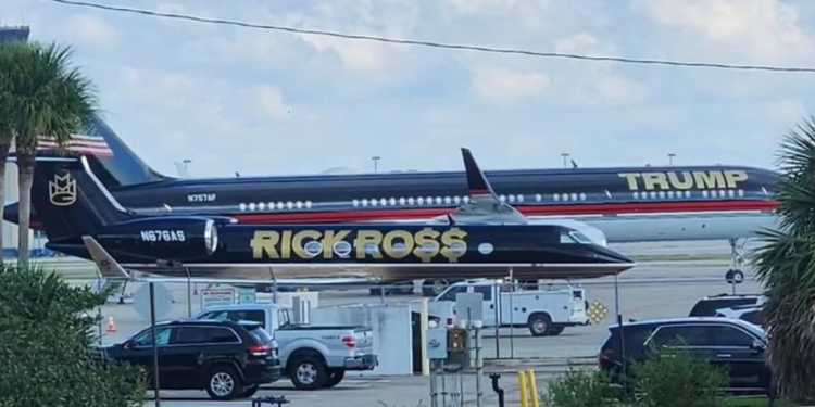 Rick Ross & Former Reality Show Host Donald Trump Park Their Private Jets On “Billionaires Row”